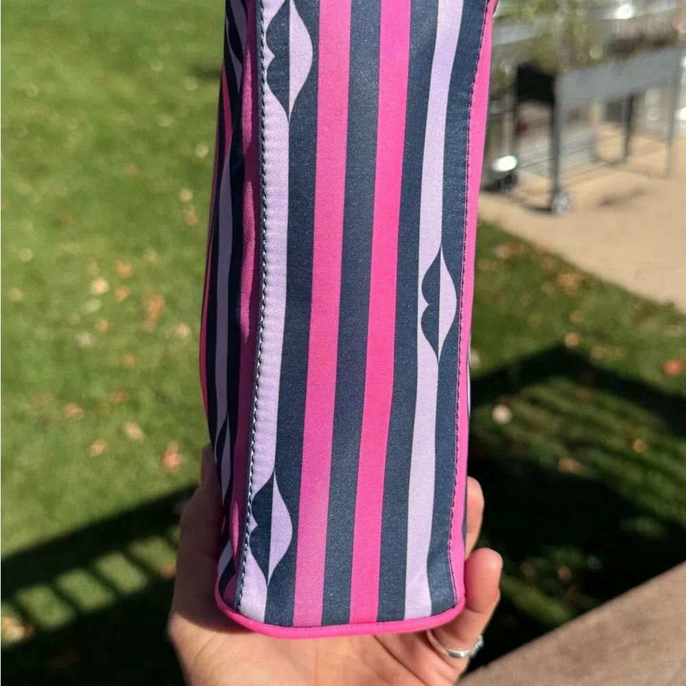 Kate Spade Limited Edition Nylon Striped Lips Cosmetic Bag Clutch Travel NWOT